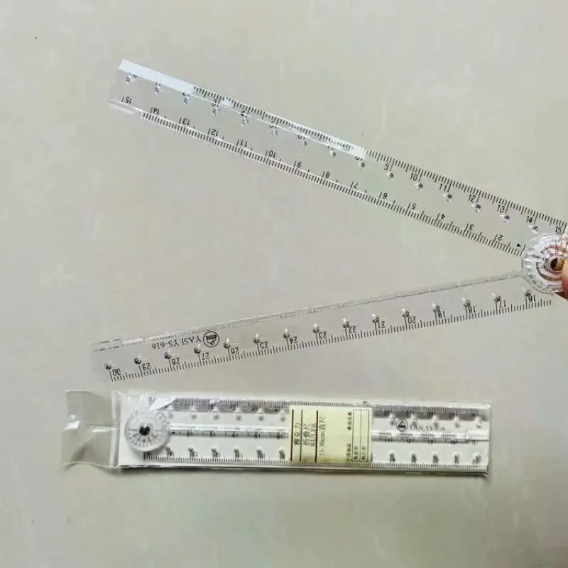 1/5Pcs Simple Scale Plastic Student Drawing Ruler Acrylic Transparent Foldable Ruler For School & Office Straight Ruler
