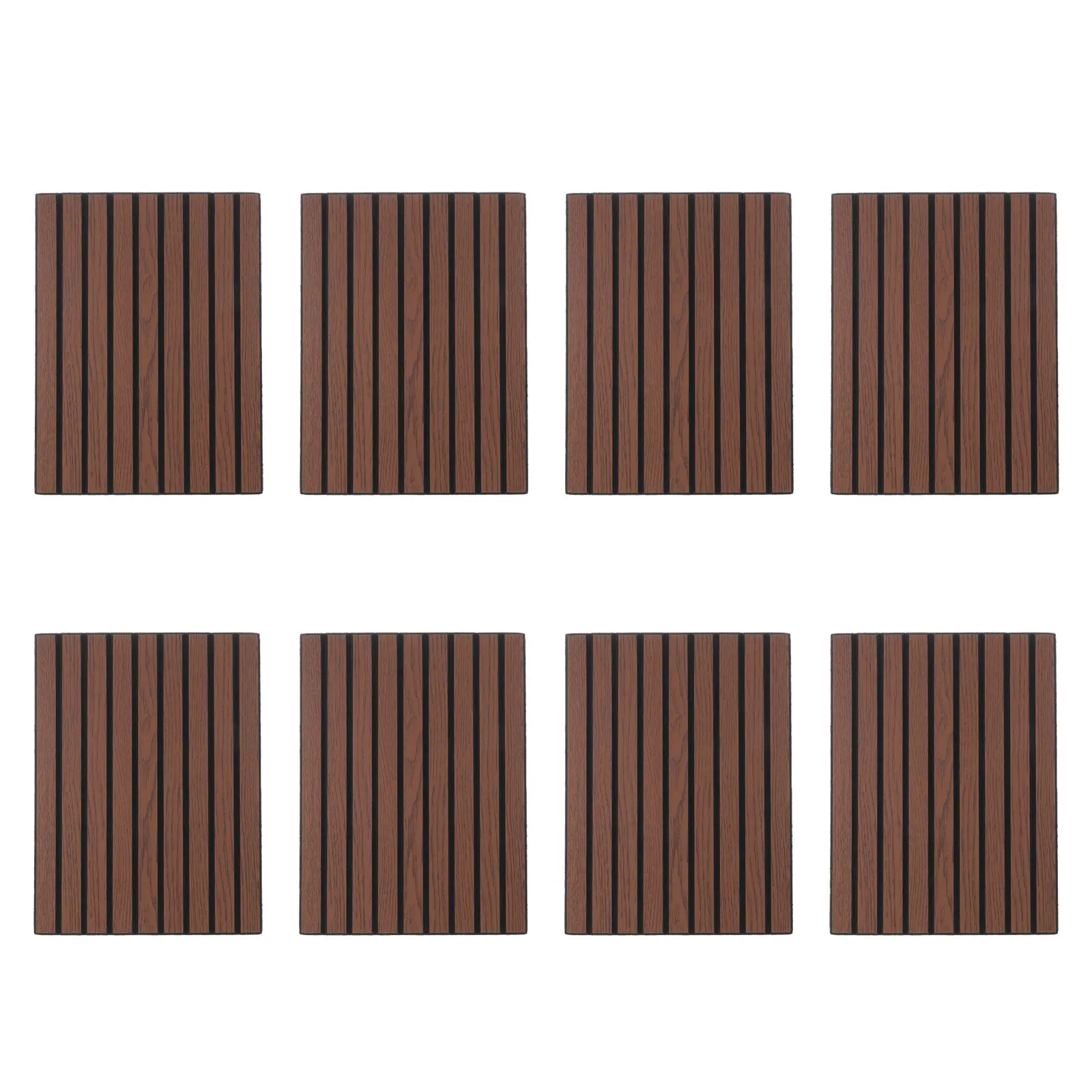 Acoustic Panels 8 Pack Self Adhesive Walnut Slat Sound Absorbing Wall Boards for Home Office Studio