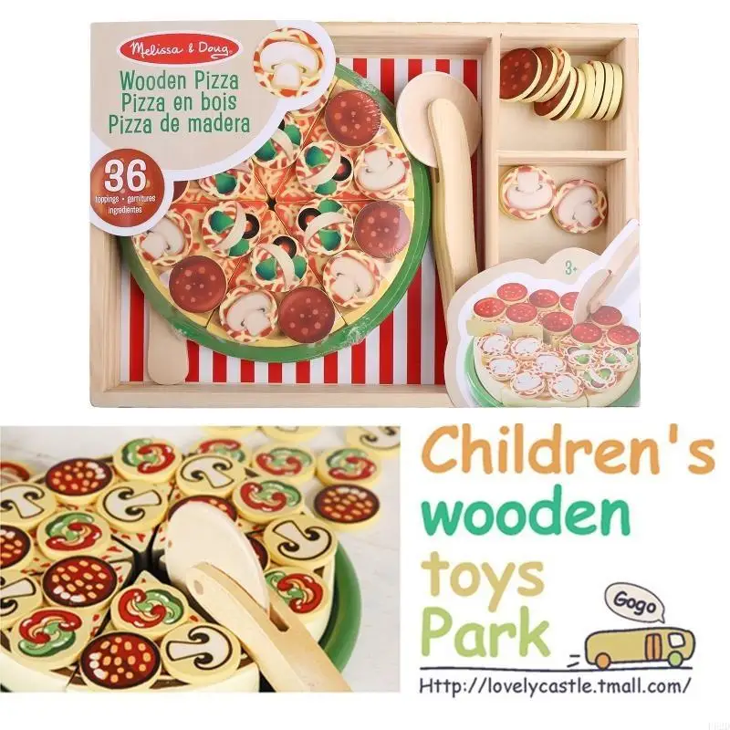 F62D Cocina simulación juguetes Modelo juguete Pizza con cortador y rebanada vegetales Puzzle magnético Interactive Toy