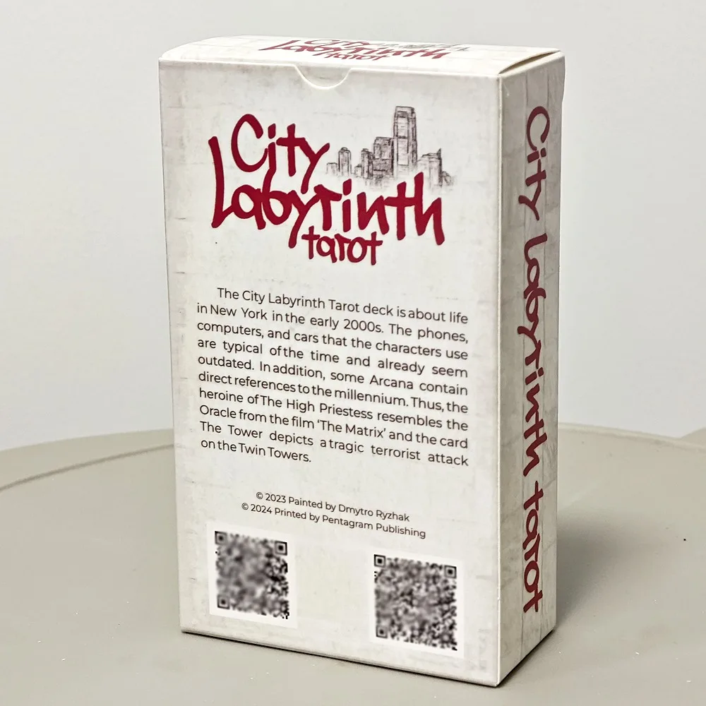 Jeu de 78 cartes de tarot City Labyrinth, 12x7cm, Indy Tarot, dessiné au stylo sur la vie à New York au début des années 2000