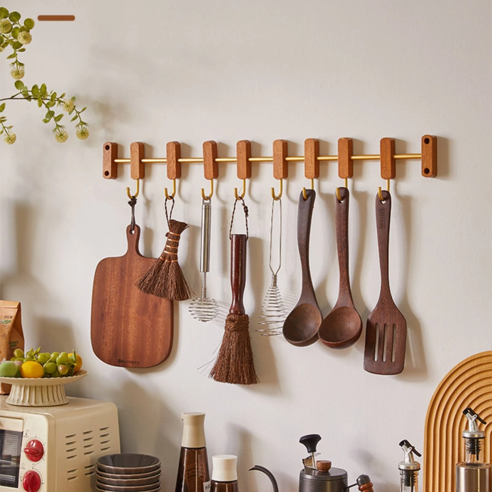 Picture 6: Sliding Coat Hook Rack Metal Wall Coat Hook Rack Multipurpose Long-Lasting for Entryway, Bedroom