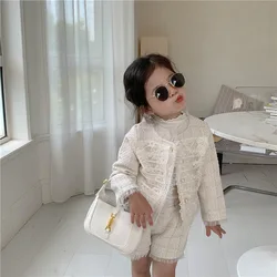 Girls Tweed Outfit Toddler Autumn Clothes Set Fall Boutique Kids Clothing Female Children Set Baby Top And Bottom Two Piece Set