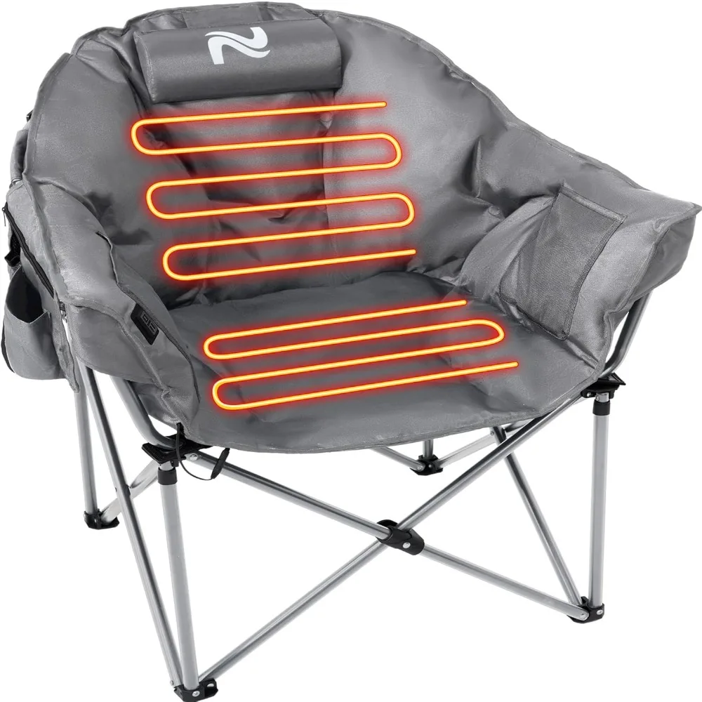 

Slsy Heated Camping Chair Oversized, Outdoor Portable Heated Folding Chair, Heavy Duty 500 lbs Support, Padded Seat for Outdoor