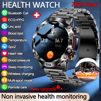 2025New AI Diagnostic Health Smart Watch Men Heart Rate Blood Lipid Uric Acid ECG+PPG Body Temperature Bluetooth Call Smartwatch