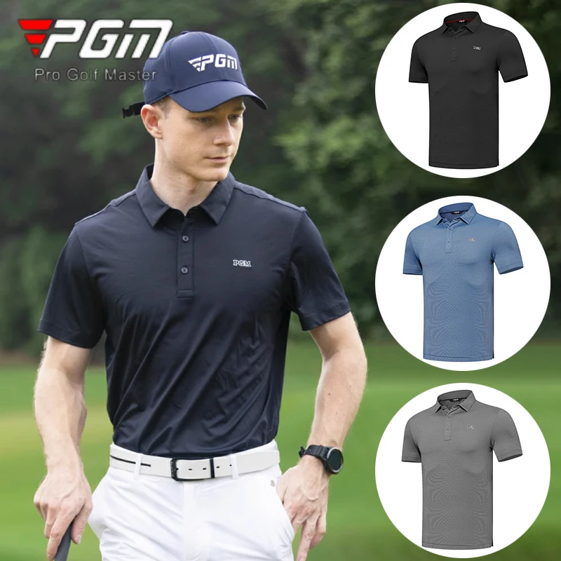 

PGM Men Fast Dry Golf T-shirt Male Anti-sweat Short Sleeve Sports Tops Men Breathable Polo Shirt High Quality Business Clothing