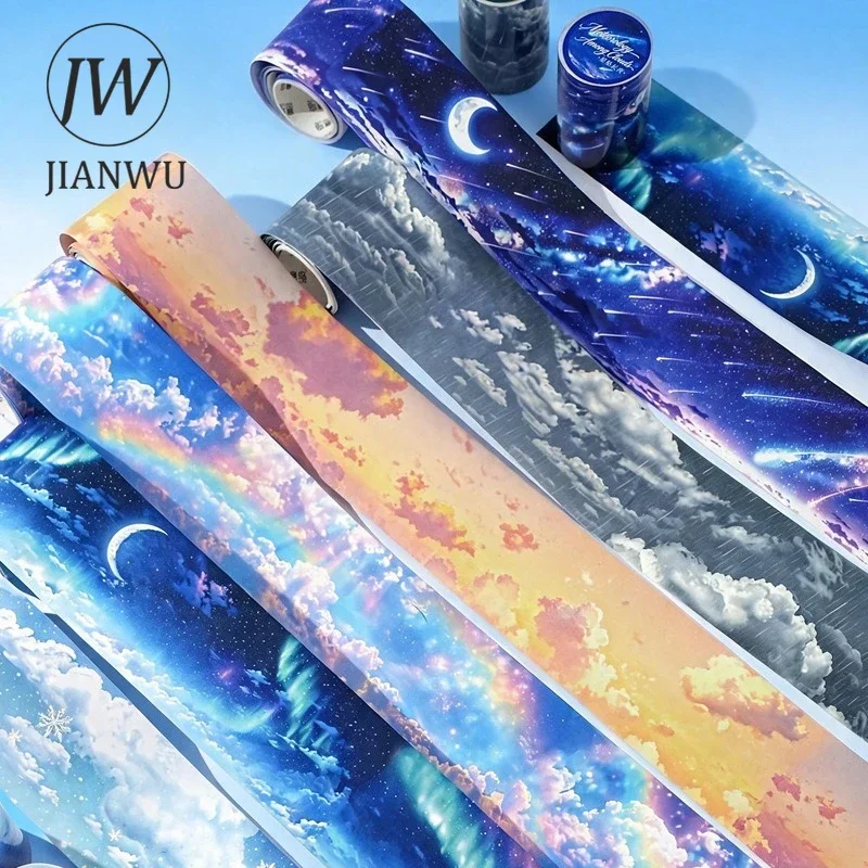 JIANWU 60mm*200cm Vintage Weather Cloud Rain Snow Landscape Material Collage Scrapbooking Washi Tape Creative Journal Stationery