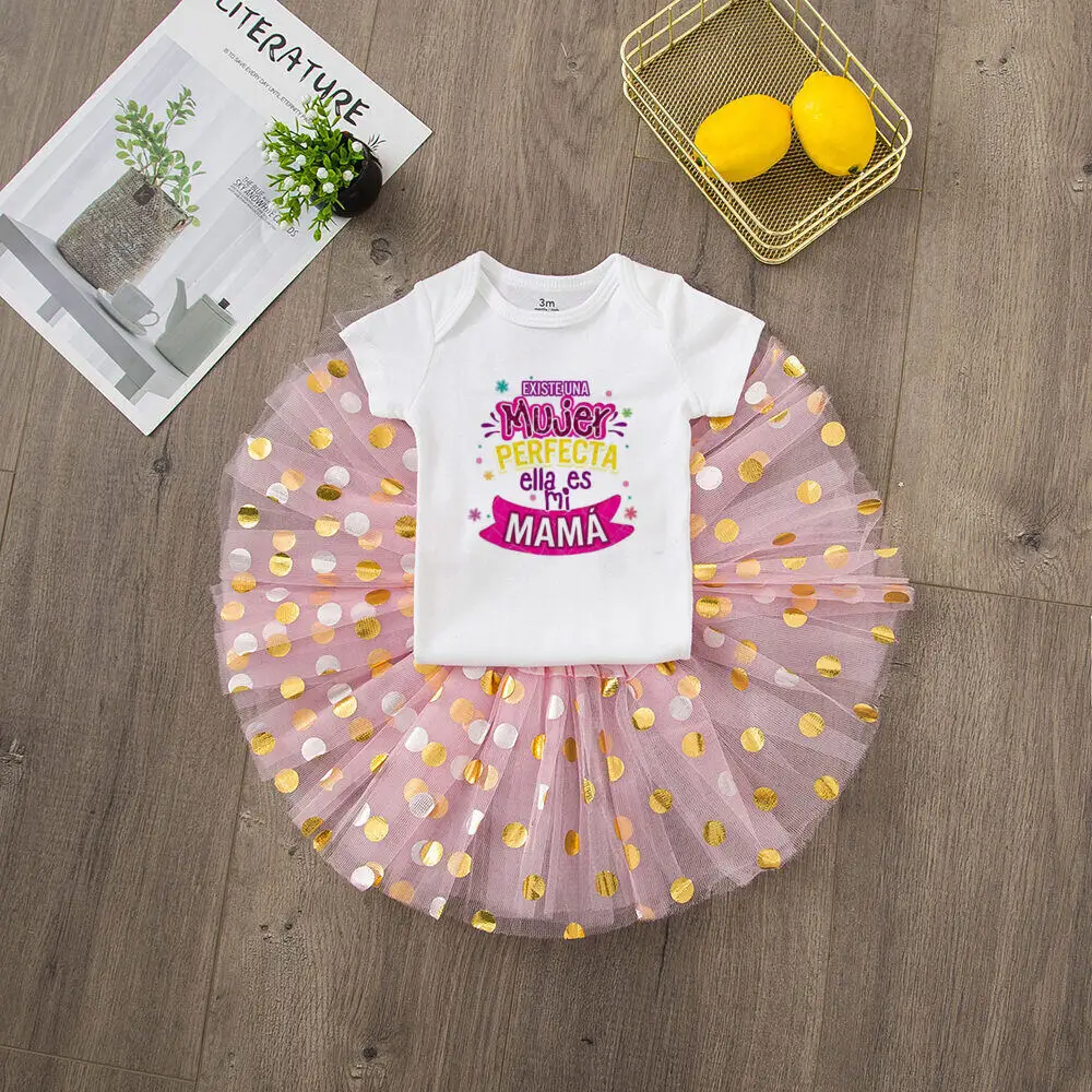 Dia das mães vestido da menina do bebê mulher perfeita ela é minha mãe infantil tutu vestidos dia das mães roupa do bebê meninas conjunto de saia de tule