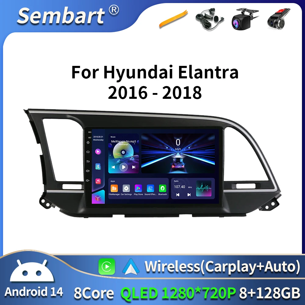 Android 16 Car Radio For Hyundai Elantra 6 2015 2016 2017 2018 Qualcomm Multimidia Video Player GPS Navigaion Split Screen DPS