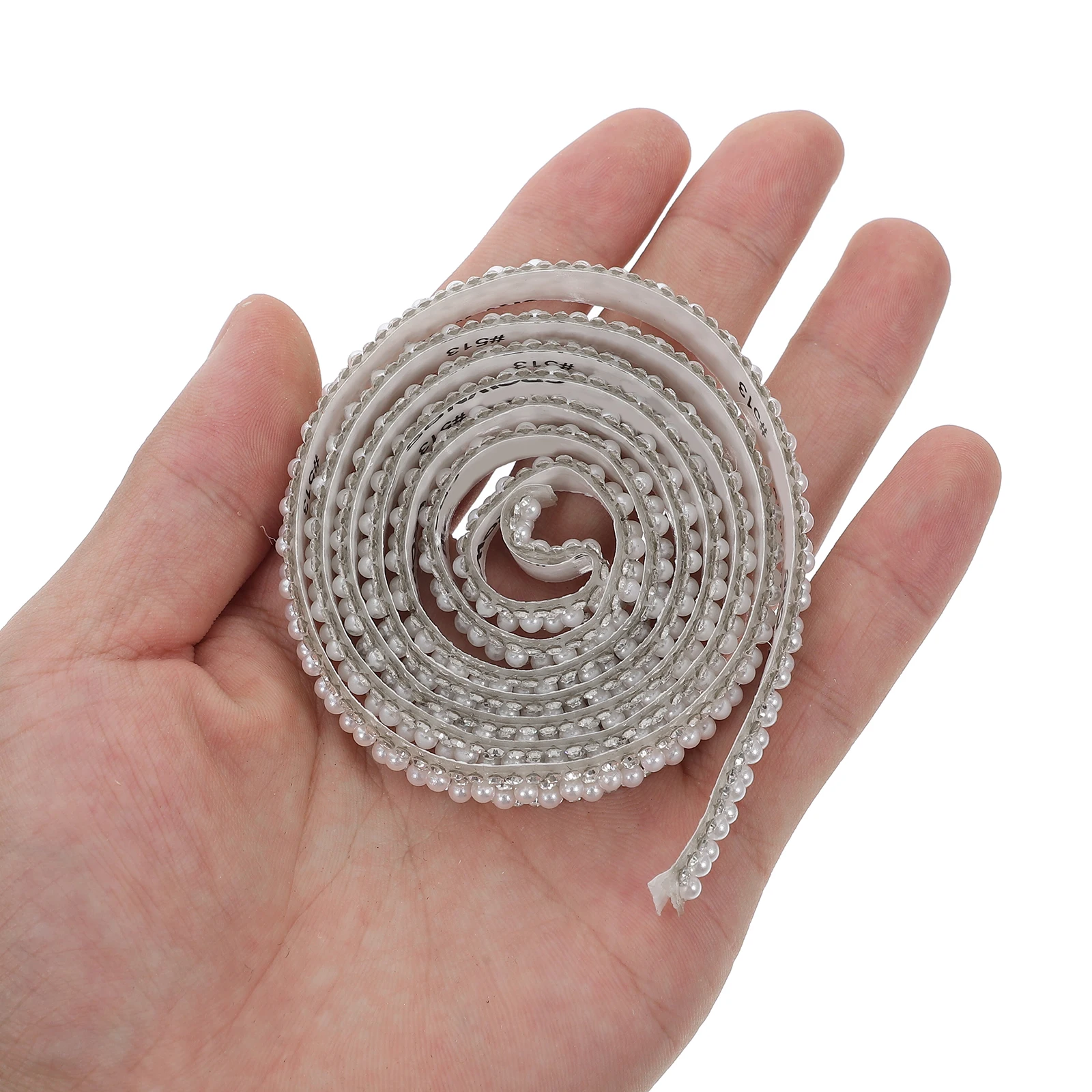 

2 Rolls Self-Adhesive Rhinestone Trim Pearl Beaded Lace Ribbon For Diy Crafts Wedding Dress Shoes Bag Decor Bling Strip Craft