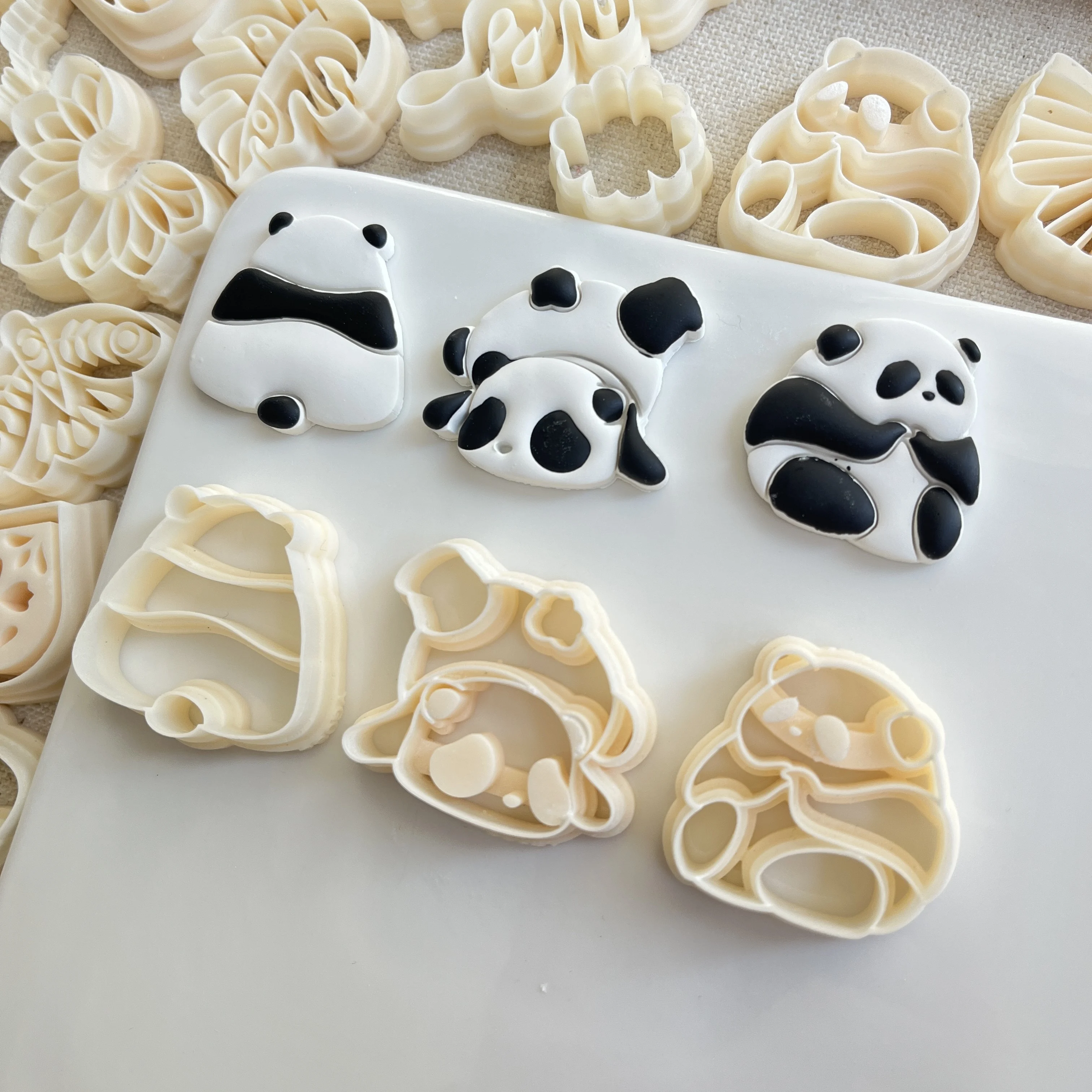 Chinesischer nationaler Schatz niedlicher Panda geformte 3 Arten Ton schneide formen für DIY Ohrringe Schmuck herstellung – Detail 2