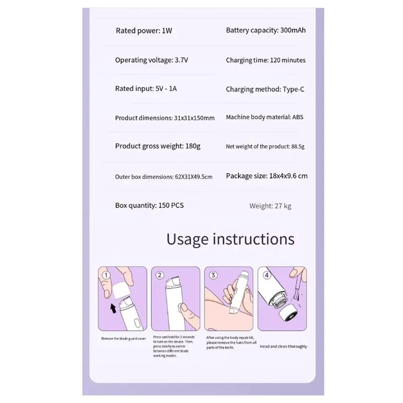 【618 SUMMER SALE】Women's Hair Removal Device Women's Double-Headed Shaver Removal Rechargeable Body Mustache Epilator Shaver