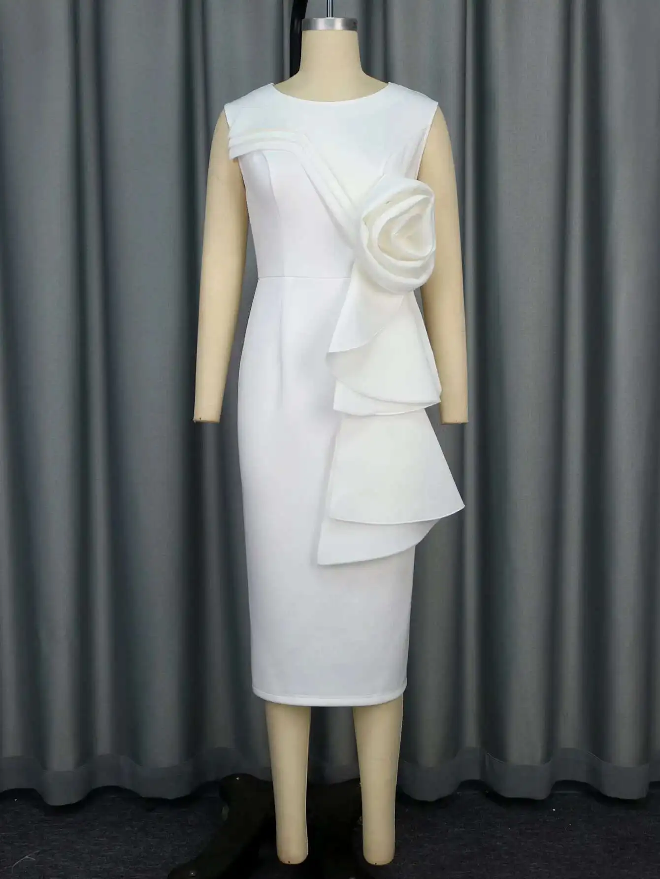 

Am050210 3d Flower Little White Dress Party Banquet Wedding Bridesmaid Dress Sexys Femme 2025 Summer Dress Robe Vestido Women 1