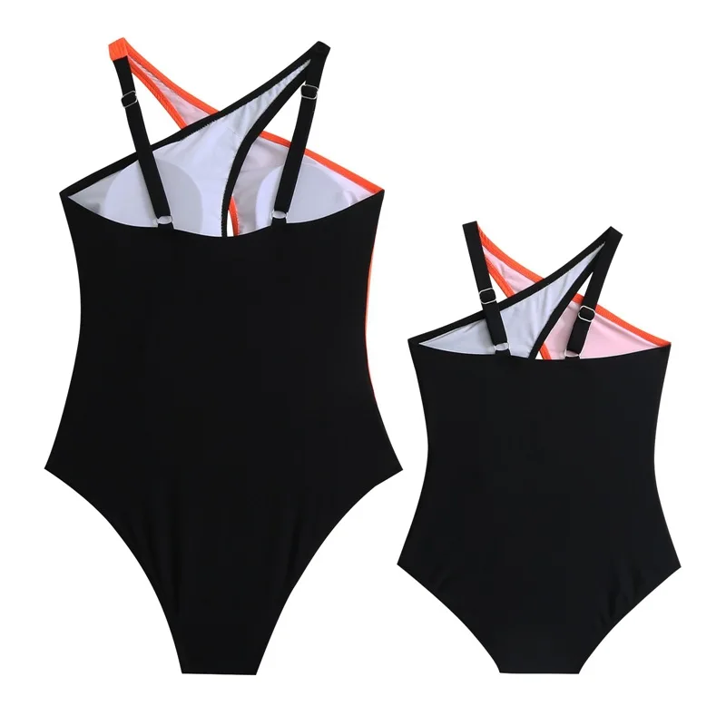 Family Outfits Amother and Daughter One-piece Swimsuit Slim-fitting Sexy Color Matching Swimwear Beach Parent-child Clothing