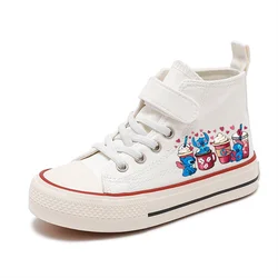 Chaussures de sport montantes en toile CAN o Stitch pour garçons et filles, chaussures confortables de dessin animé Disney, chaussures de tennis imprimées pour enfants, décontracté, 2024