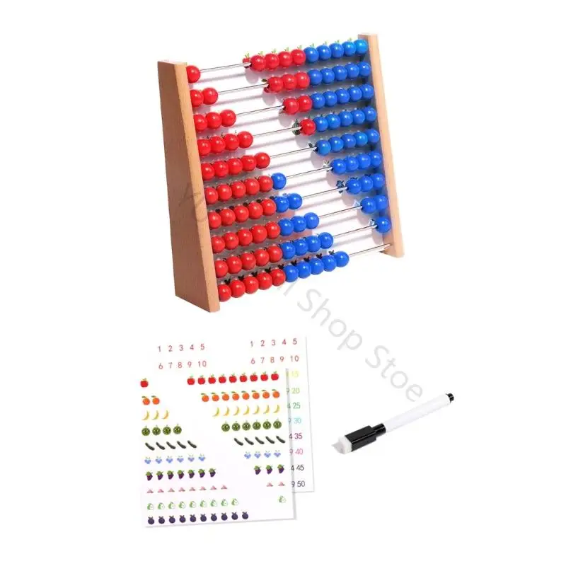 96BA Abakus-Lernwerkzeug aus Holz mit Karten und Stift für Mathematikaktivitäten Klassenzimmer – Detail 3
