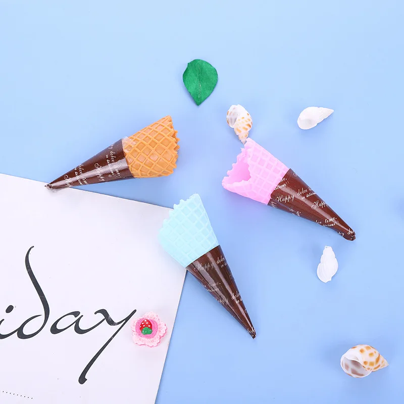 

2pcs/Bag Miniature Ice Cream Cones DIY Crafts Cute Artificial Food Home Decor Fake Ice Cream Cone Plastic Simulation Food