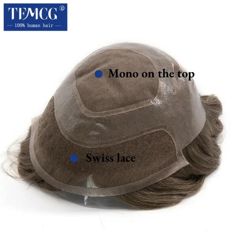 VERSALITE- Mono Với Thụy Sĩ Ren Mặt Trước Toupee Nam Tóc Nam Chân Giả 100% Con Người Tự Nhiên Tóc Thay Thế Hệ Thống Nam bộ Tóc Giả