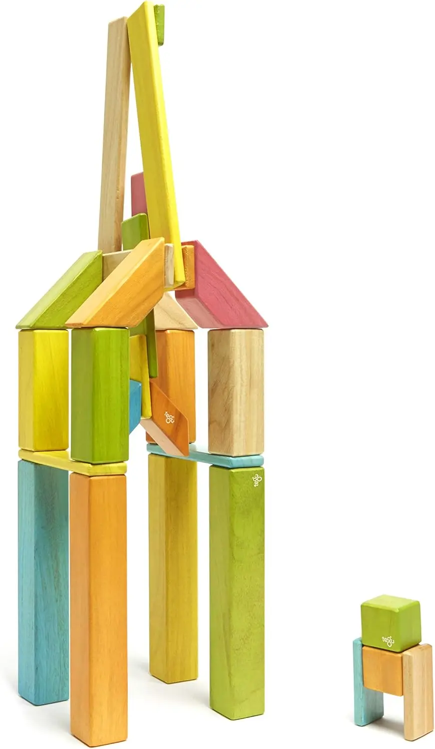 42-teiliges Tegu magnetisches Holzblock-Set, Farbtöne, 1–99 Jahre alt
