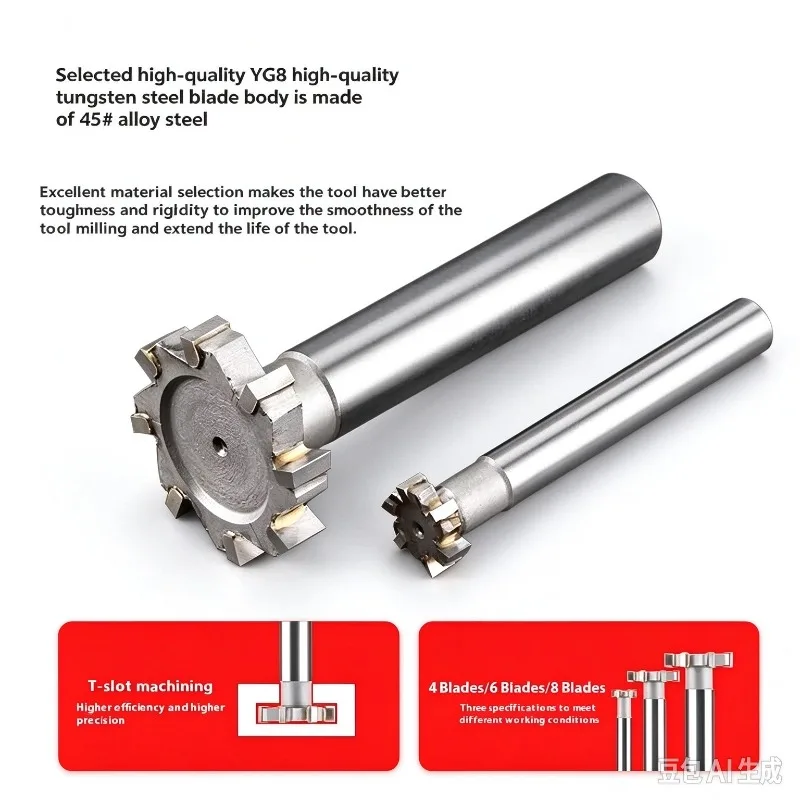 Factory Direct Customizable T-Slot Milling Cutter YG8 Hard Inlaid Alloy Straight Shank T-Shaped Knife OEM Welded