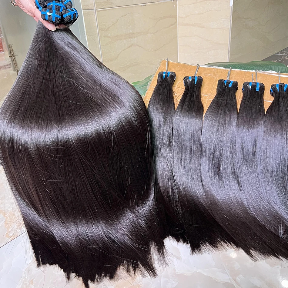 Double Drawn 15A Unprocessed Human Hair Bundles Bone Straight 100% Raw Vietnamese Natural Color Hair Weft Extensions