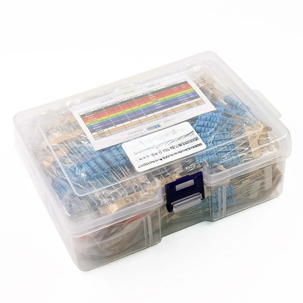 650Pcs 2W Metal Film Resistor Kit 1Ω-3MΩ 130 Values, ±1% Tolerance Assortment For DIY Electronics Projects