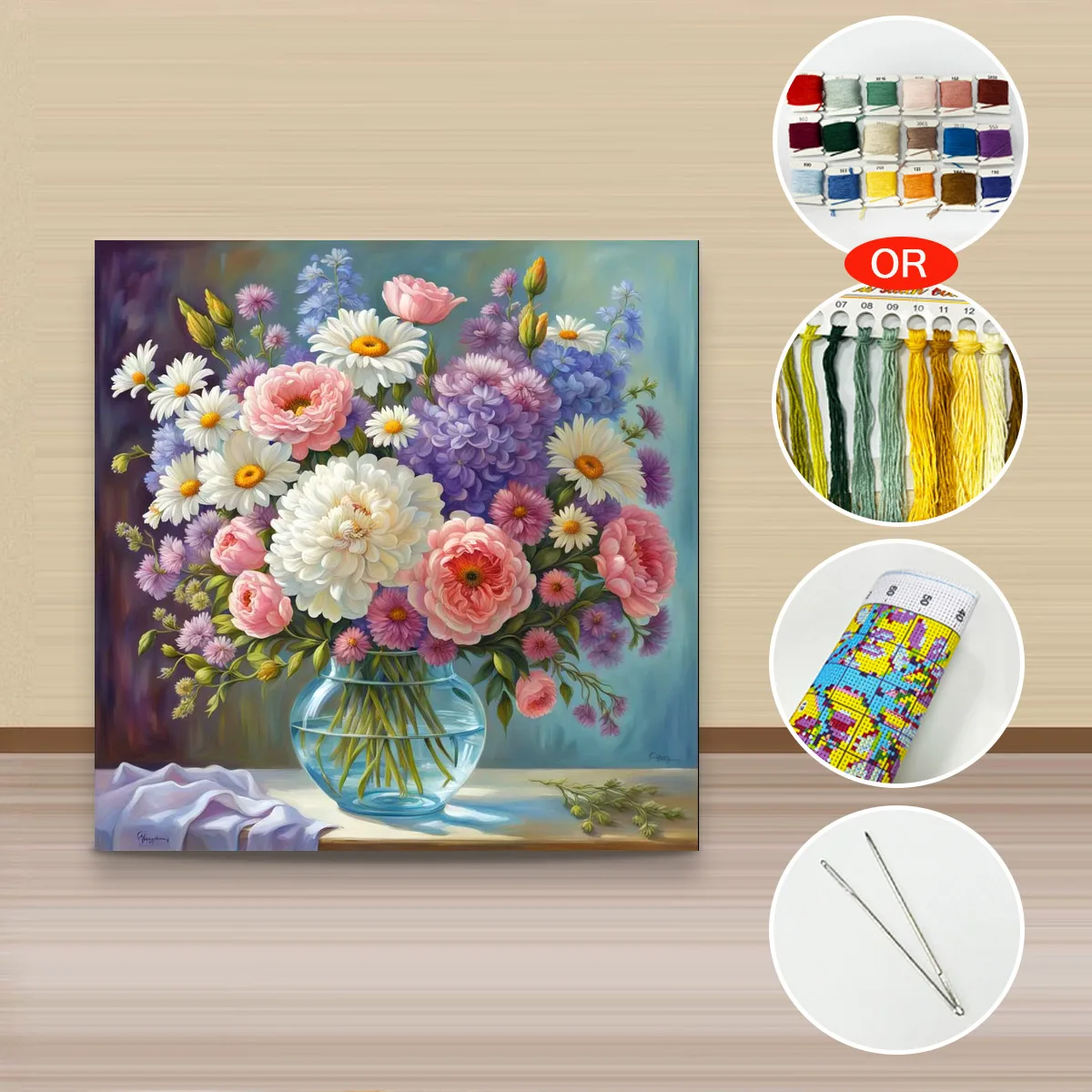 1 Stück 40x40 cm/15,74 Zoll, 11Ct/14Ct Kreuzstich-Set, DIY Valentinstagsgeschenk, Stickerei-Set für Festivals, Stadt – Detail 4
