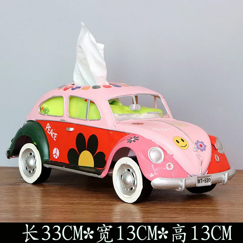 Vintage car Model Tissue Boxes Figurines Retro Car Tissue Dustproof cool Tissue Storage Box For Office Home Decoration Wholesale