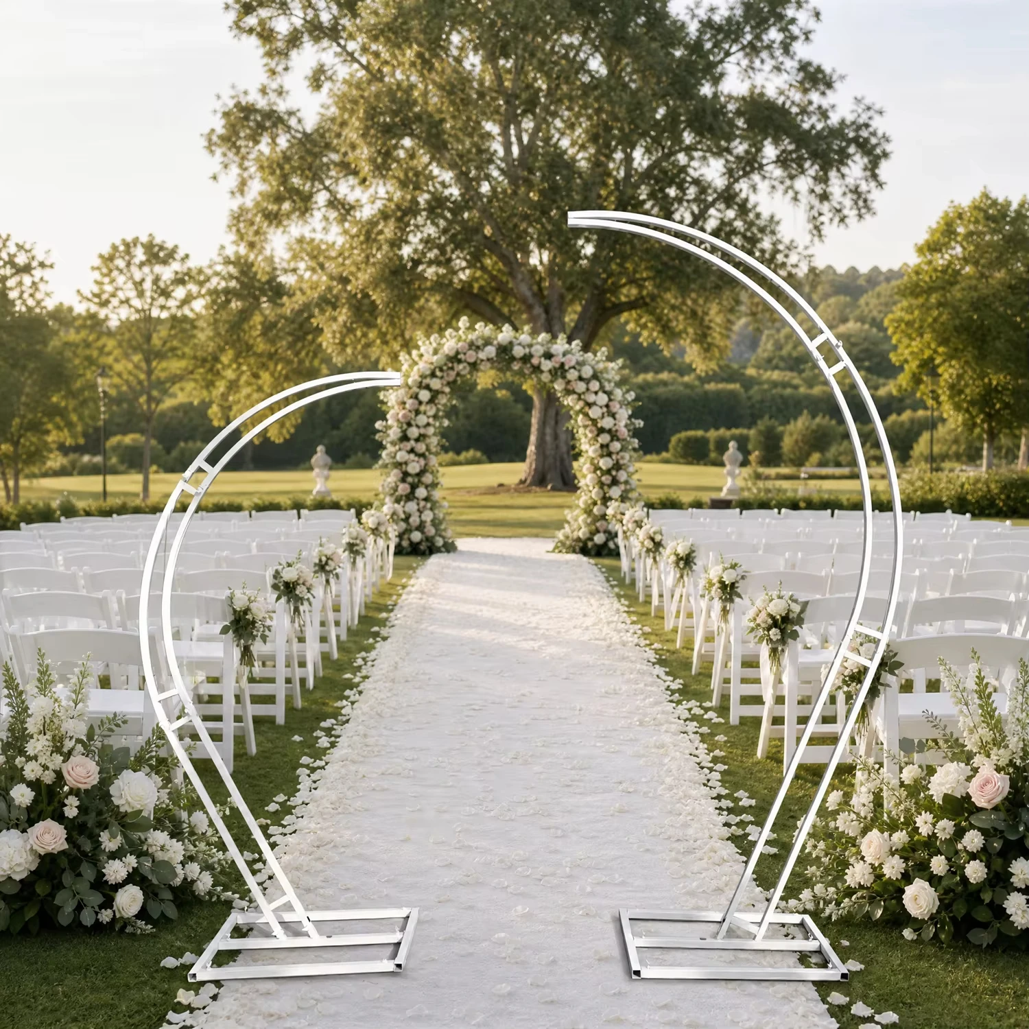 2 Stück weiße Ramhorn-Hochzeitsbögen, maßgefertigter Bühnendekorations-Hintergrundrahmen, Hochzeits- und Eventdekoration Zubehör – Detail 5