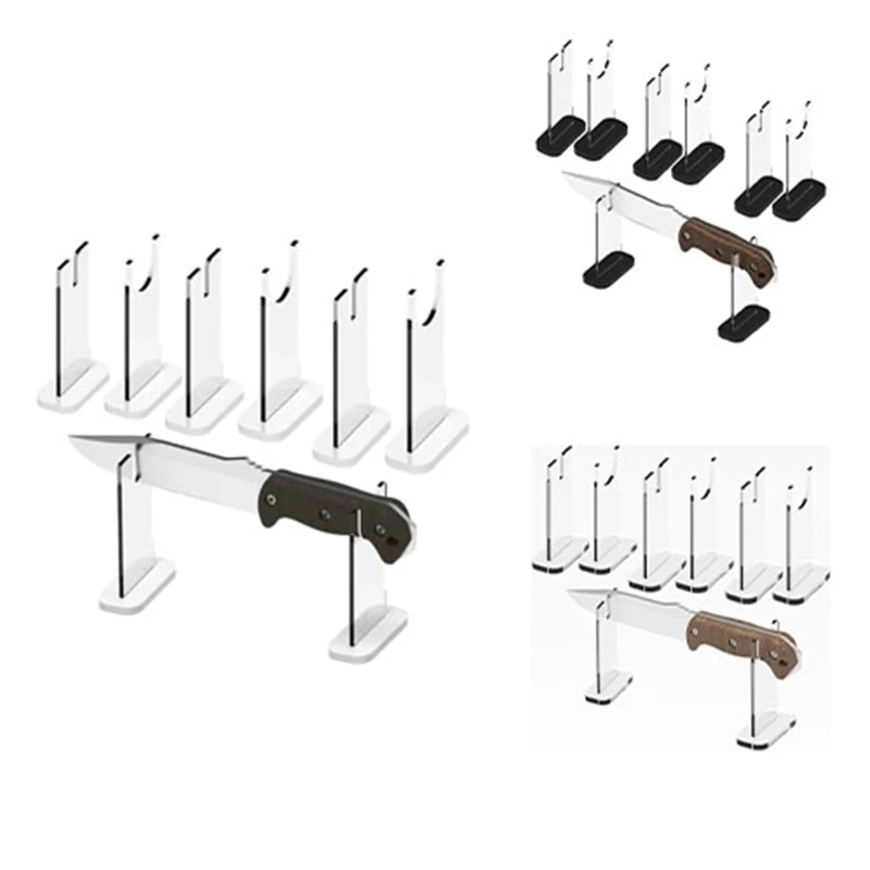 4Sets Knife Display Stand,Acrylic Knife Holder Collector,Single Knife Holder For Home Decor Easy Install (Clear Bottom)