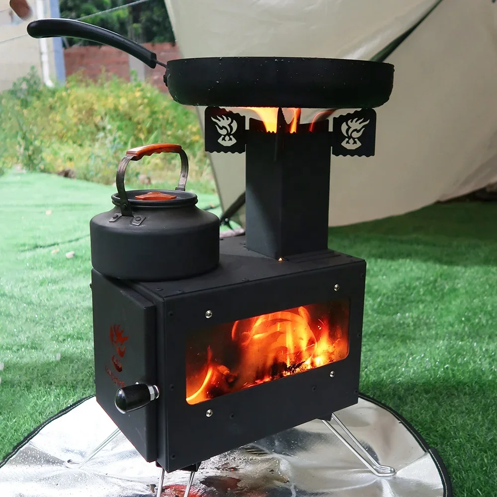 

Outdoor Hiking Camping Portable Rocket Stove Multi Fuel Wood Burning Cooking Stove