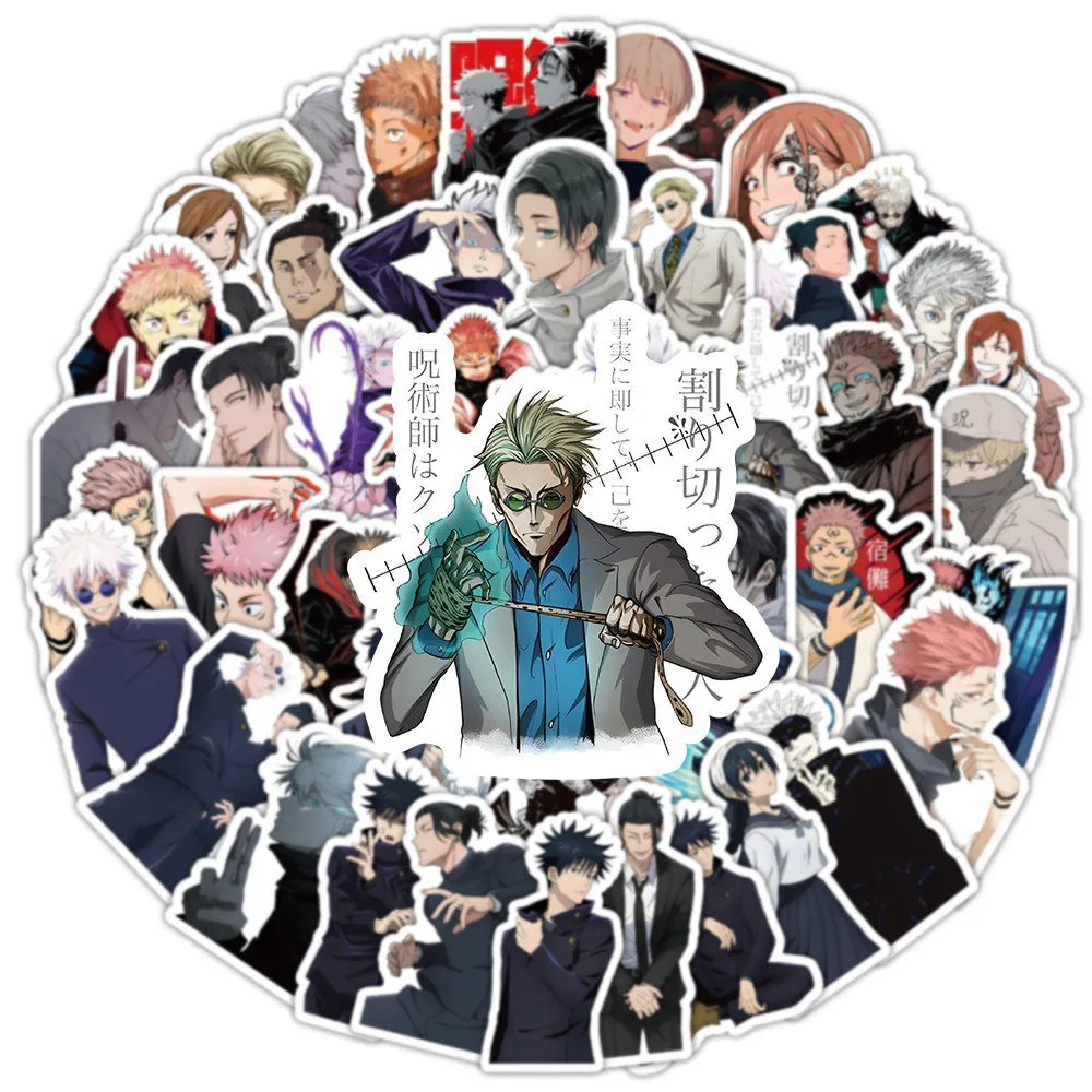 100/50 قطعة أنيمي جديد Jujutsu Kaisen الكتابة على الجدران ملصقات للدراجات اليد حساب مقلمة الشارات #4