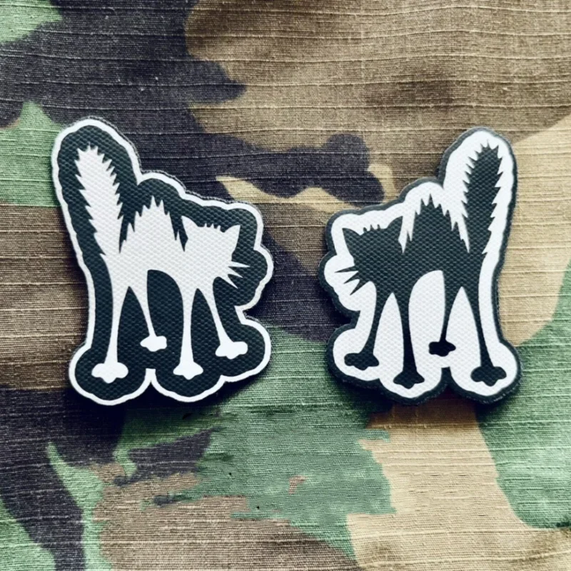 

Frizzy Cat Anime Hook&loop Patches Waterproof Nylon Fabric Tactical Morale Badge Creative Armband Backpack Decorative Stickers