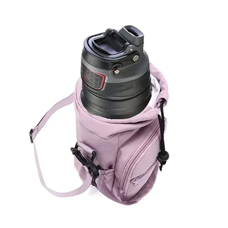Portable Water Bottle Bag with Adjustable Strap Thermal Mugs Insulated Protective Cover Phone Pocket Outdoor Sports Travel Bag - 2