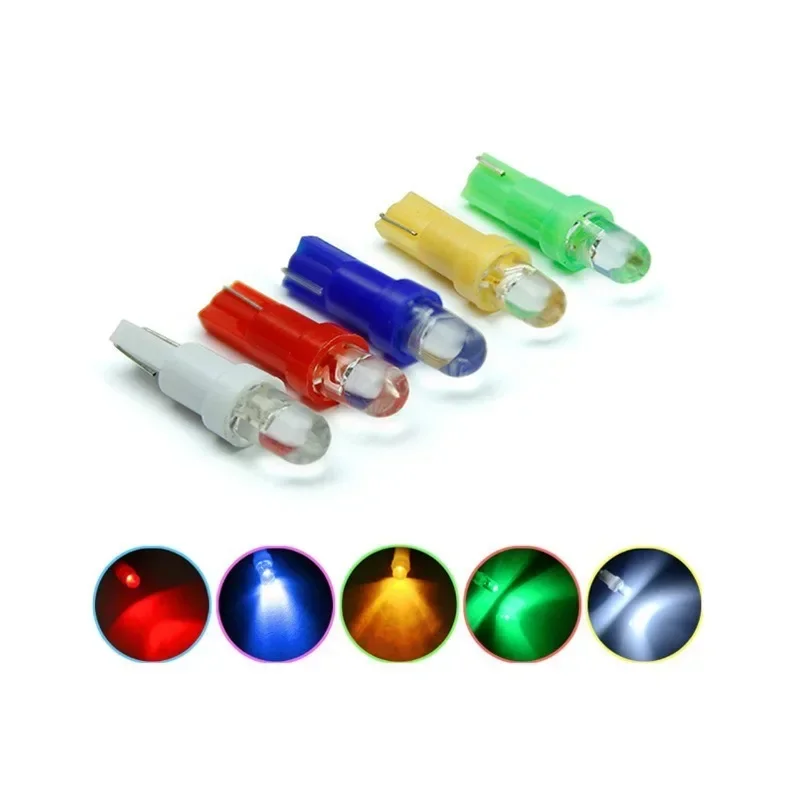 10PCS Car Interior T5 LED 1SMD Dashboard Wedge Car Light t5 Bulb Lamp 12V Yellow/Blue/Green/Red/White Dropshipping Wholesale