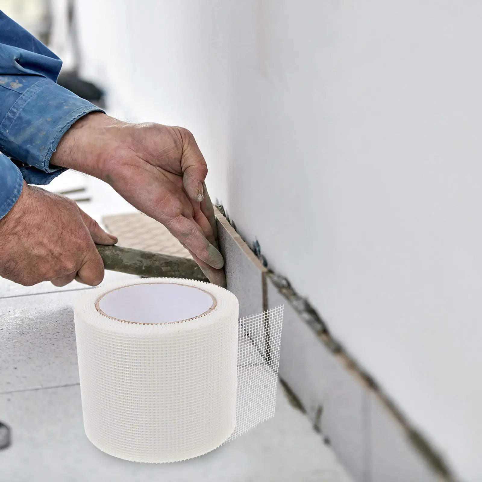 Drywall Repair Tape Fiberglass Mesh Self-Adhesive for Cracks Gaps Wall Patching Interior Exterior Use Reinforced Durability
