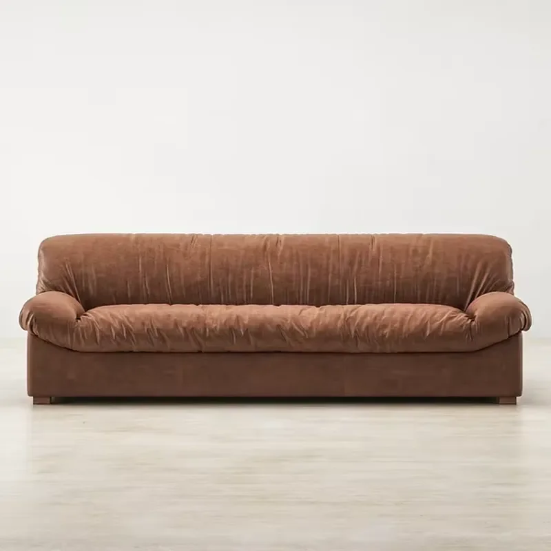 Hot Sale Living Room Furniture Vintage Brown Couch Sofa 3 Seater Italian Couch Living Room Sofa for Office Villa
