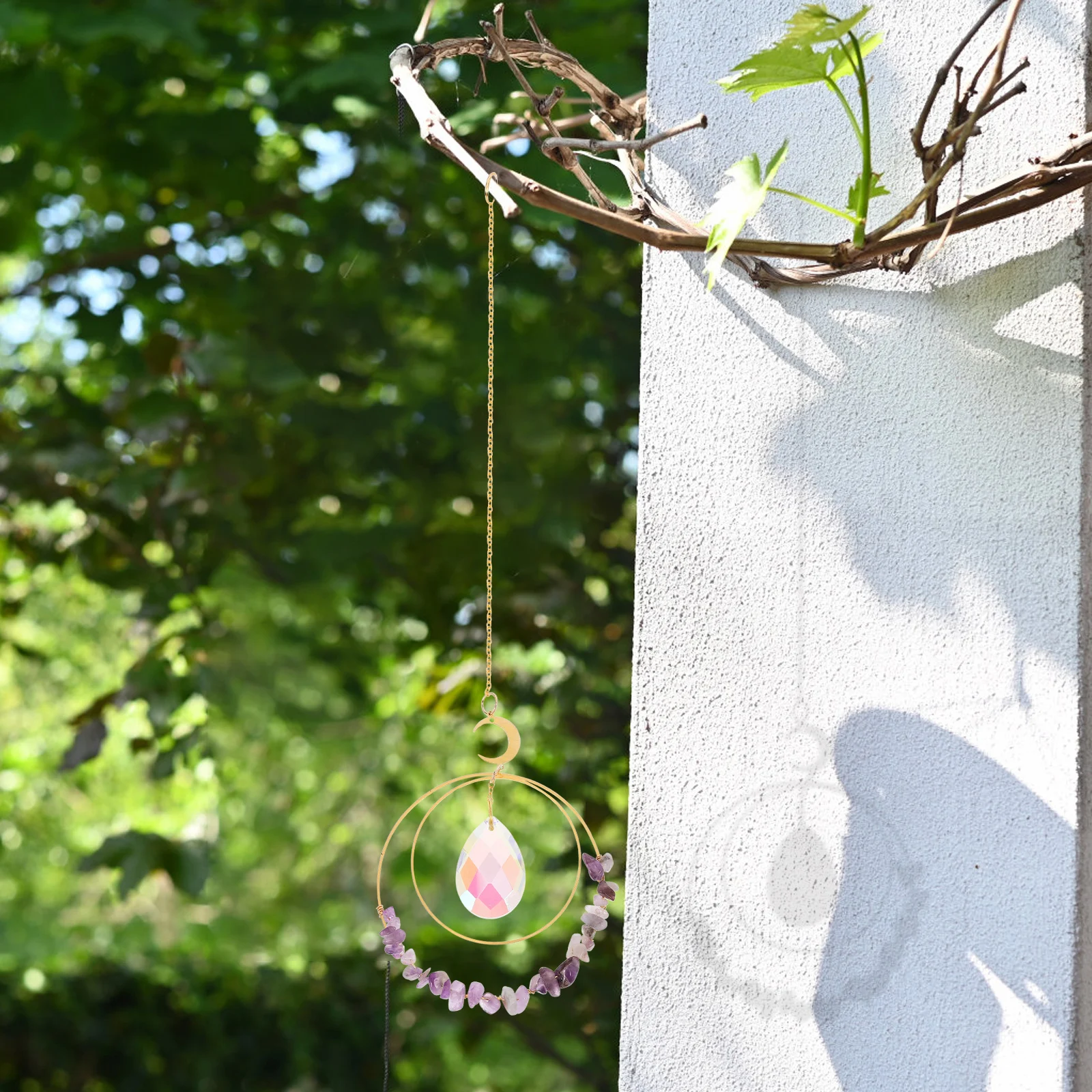 

Crystal Wind Chime Suncatcher Decor Hanging nament for Windows Garden Purple Prism Home Decor