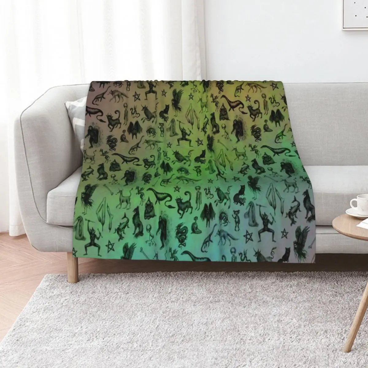 Rainbow Cryptids Throw Blanket Color Fast Cozy Throw Blanket