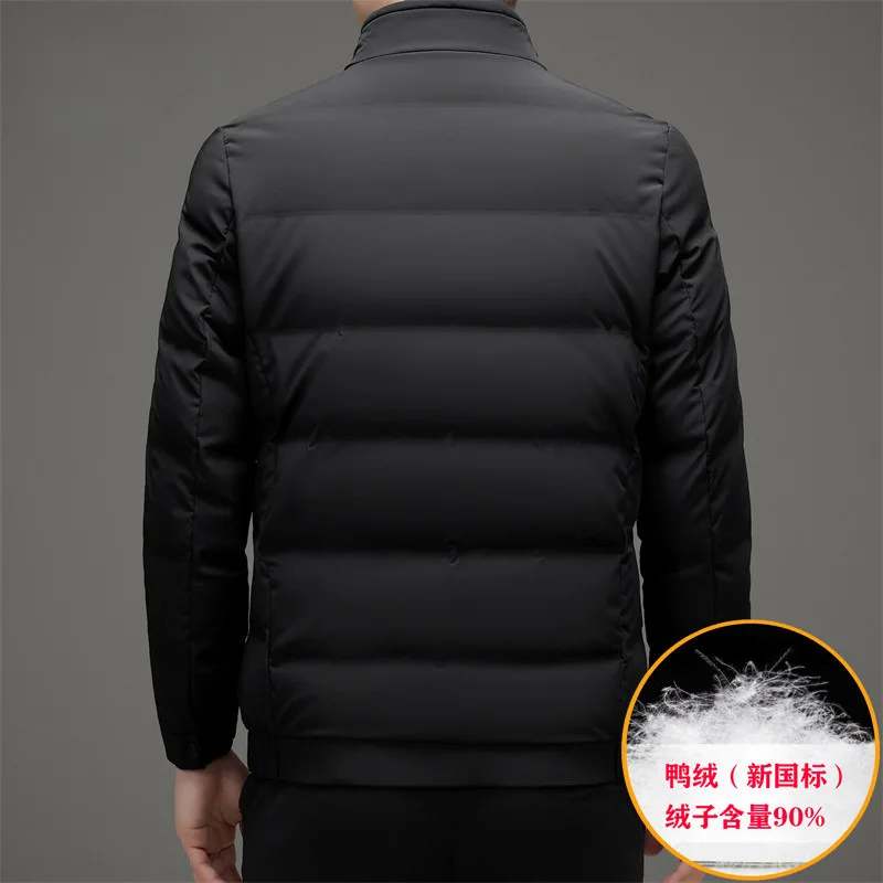 Down jacket men's winter new men's middle-aged and young men's stand-up collar thickened handsome casual white duck down jacket