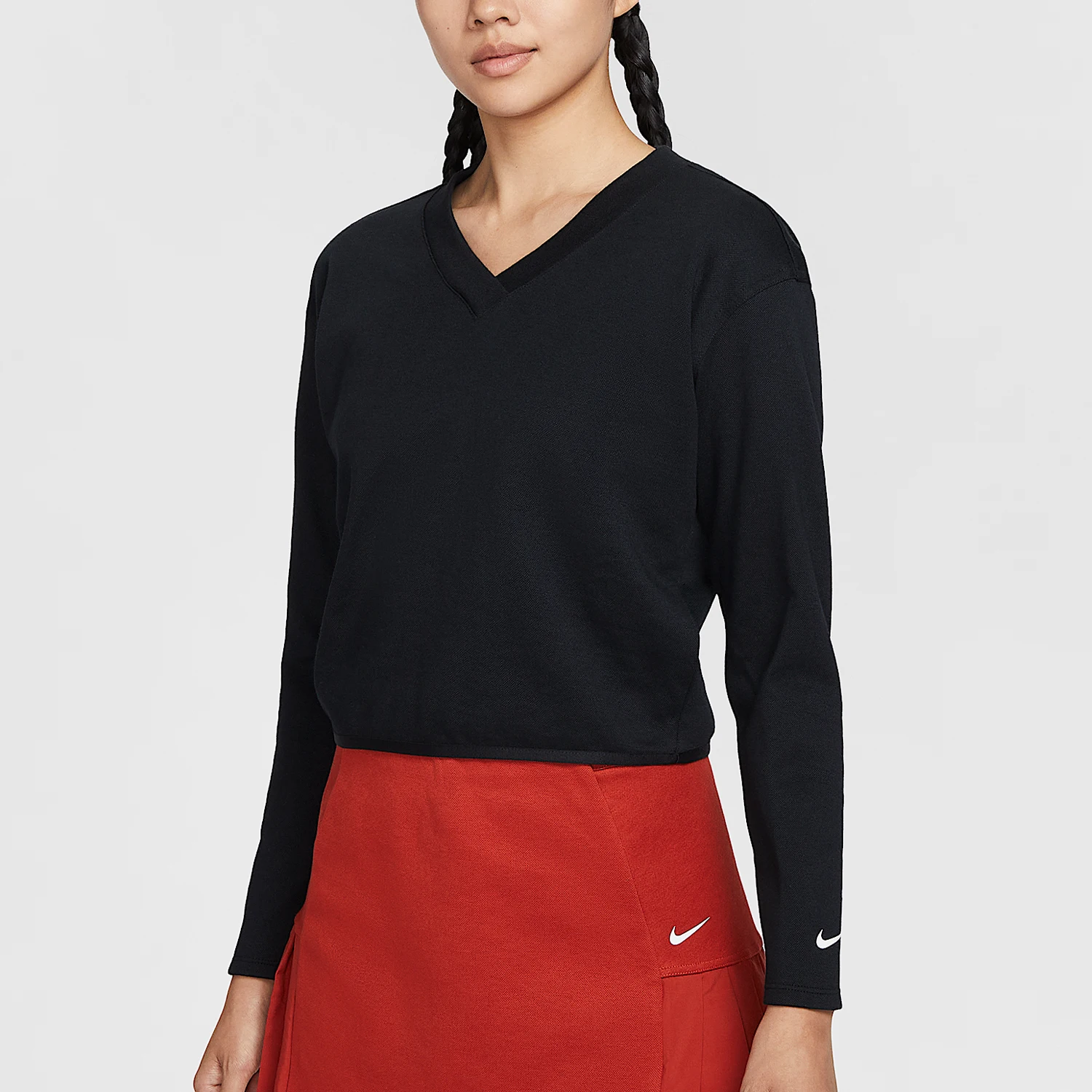 

Nike genuine 2025 Autumn Women's V-Neck Golf Long Sleeve Shirt IH1946-010