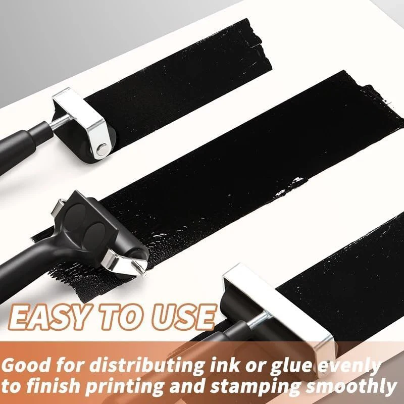 Rubber Brayer Roller with Matte Handle 3 Size Printing Ink Roller Manual Brayer Roller for Printmaking Color Block Stamping