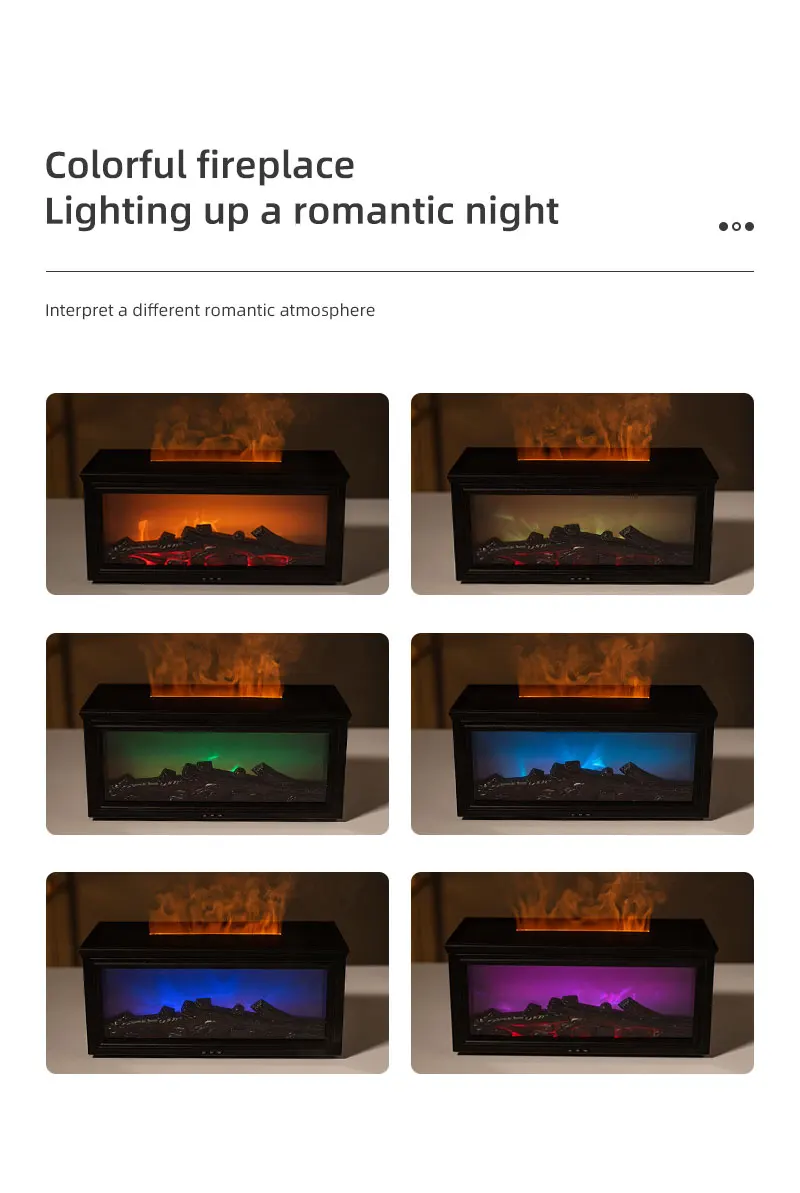 7 Colors of Essential Oil Fireplace Diffuser Mini Flame Aromatherapy Fireplace Humidifier Aromatherapy Oil Diffuser