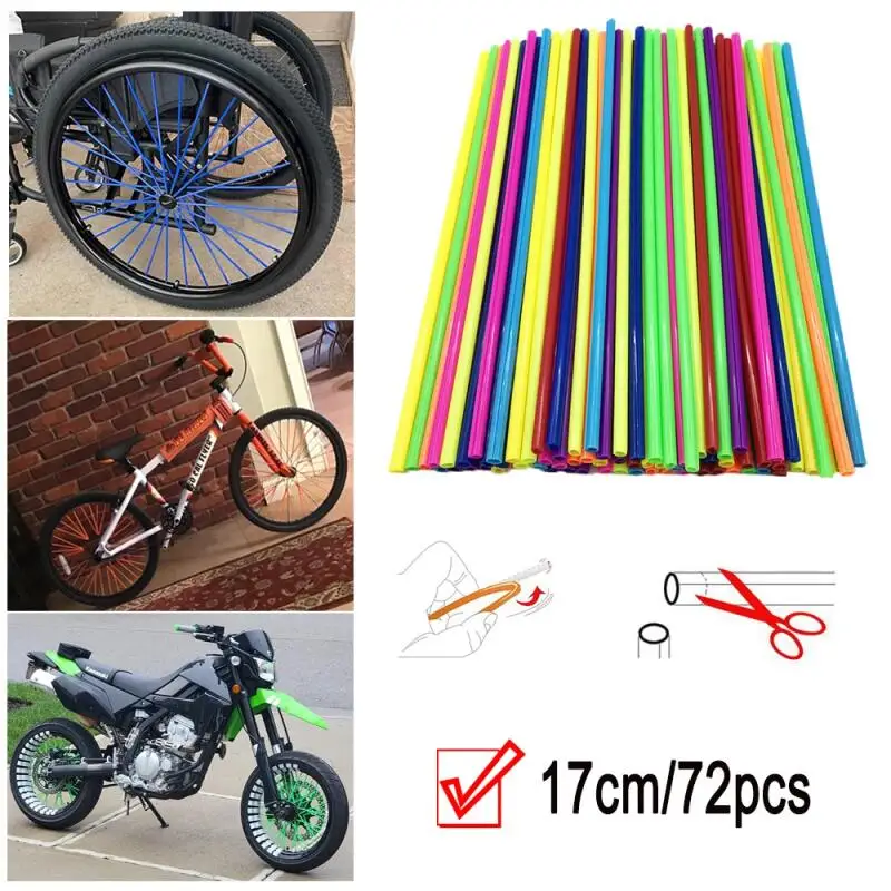 72Pcs Bicycle Off-road Motorcycle Steel Wheel Hub Universal Color Spoke Sleeve Mountain Bike Casing Spoke Retrofit Decoration