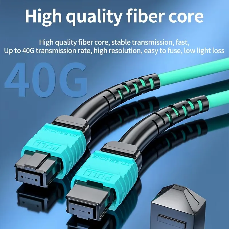 YOUYSI 12 cores MPO-MPO OM3-150 patchcord type A type B round female male  fiber optic lead aqua cable OM3 MTP 12 strand jumper