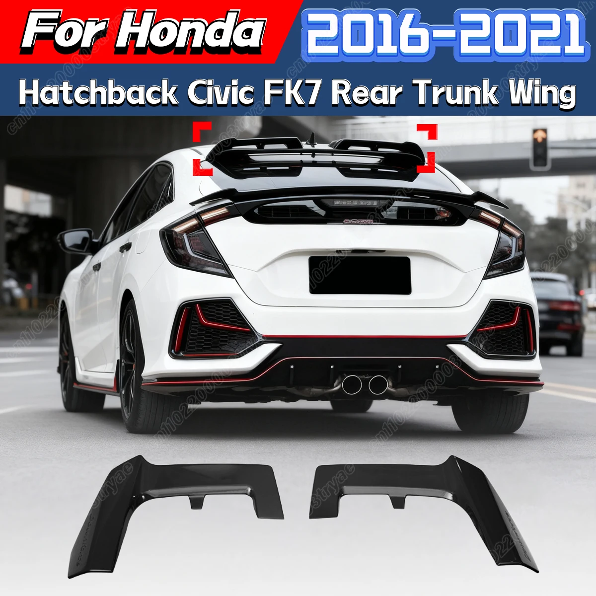

Для Honda Hatchback Civic FK7 2016 2017 2018 2019 2020 2021, автомобильный задний спойлер на крышу, крыло, моторный спортивный сплиттер, комплект модификации кузова