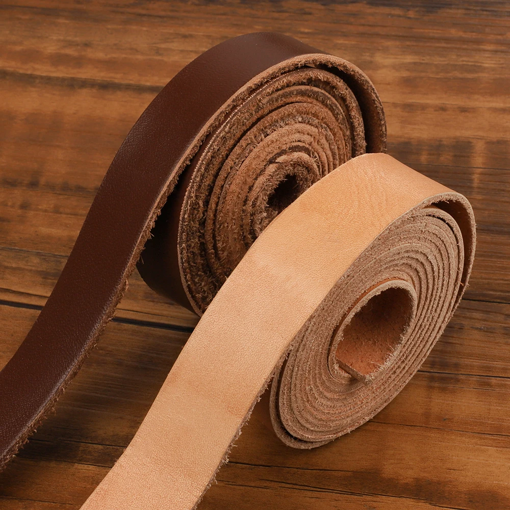 1 Roll 2 Meters DIY Genuine Leather Strips for Bag Accessories Belt Handle Crafts Making Cow Leather Strap Braided Threads