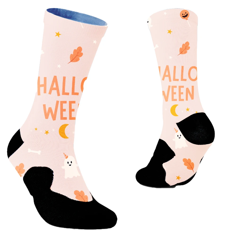 Skeleton Halloween Bat Socks Pumpkin Cotton Crew Socks Happy Funny Men Socks