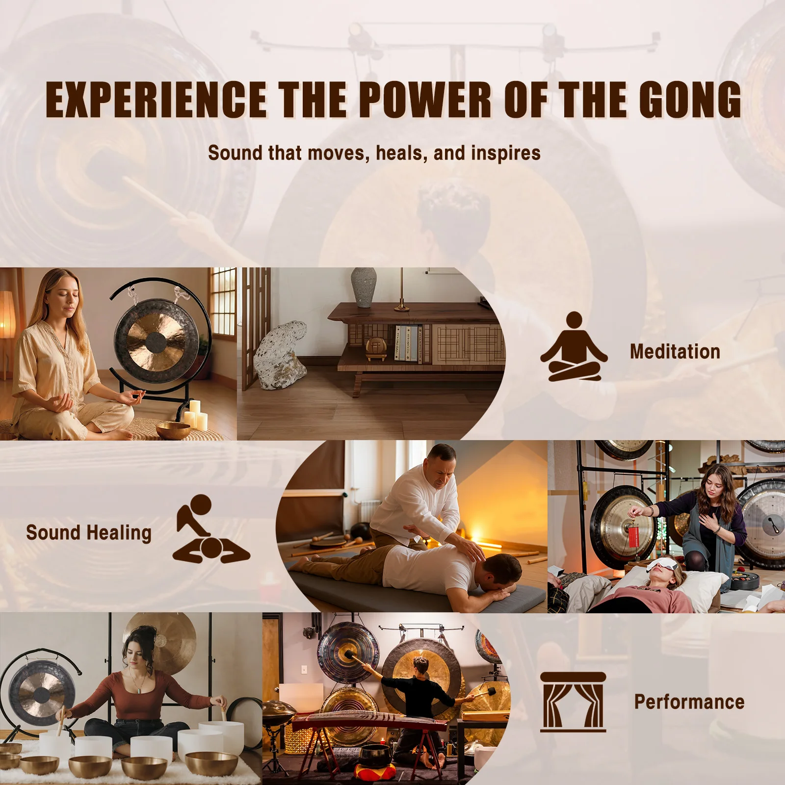 

18in Sound Healing Gong on The Seaside C-Stand Gong Percussion Instrument with Mallet for Therapy Yoga and Long Sustain