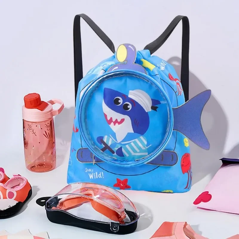 Swimming Bag Waterproof Wet and Dry Cartoon Print Beach Pool Gym Bag Waterproof Sports Storage Backpack with Shoe Compartment