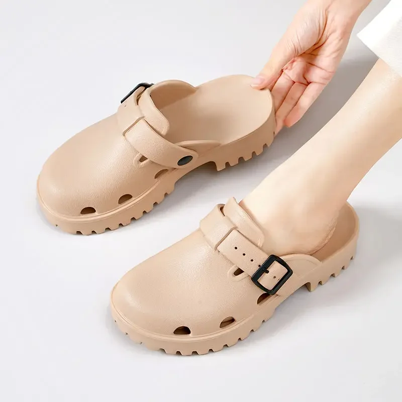 

Толстые женские тапочки и женские сандалии Sabot, нескользящая обувь, верхняя конструкция, летняя обувь, тренд 2025, водонепроницаемые уникальные шлепанцы Vip